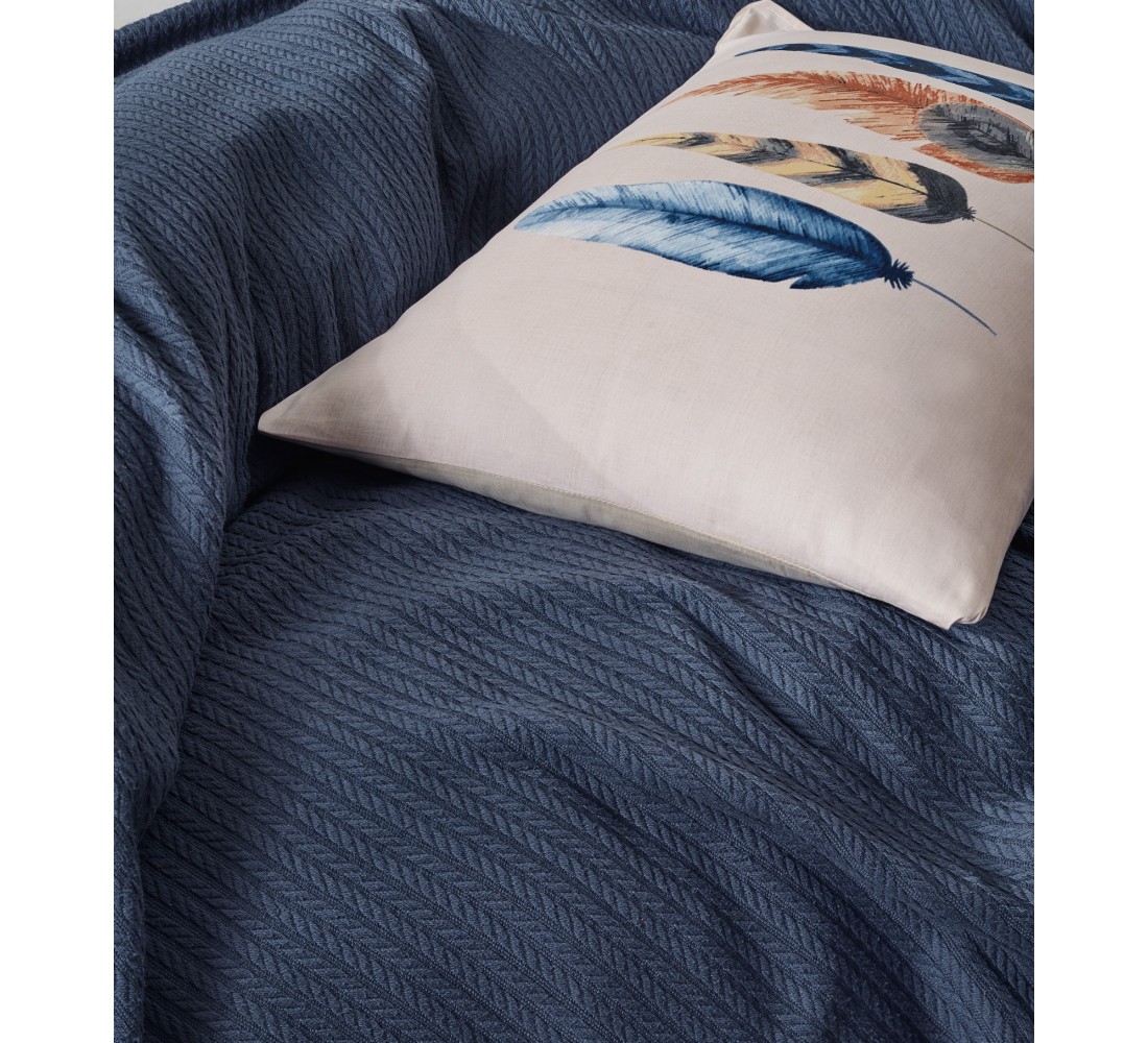 Prekrivač s jastučnicama BOND PLUMY INDIGO - Image 2